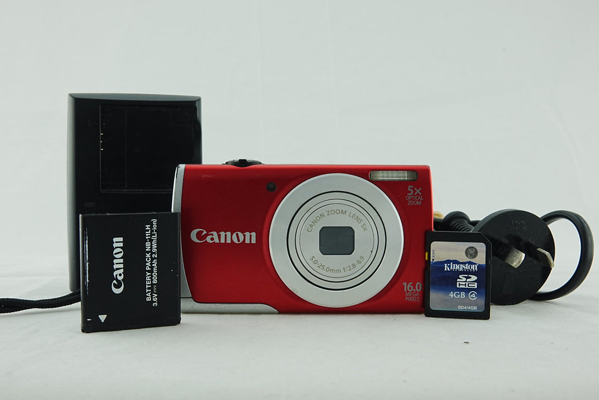 Canon PowerShot A2500 16MP Digital Camera CCD Red – Tested & Working